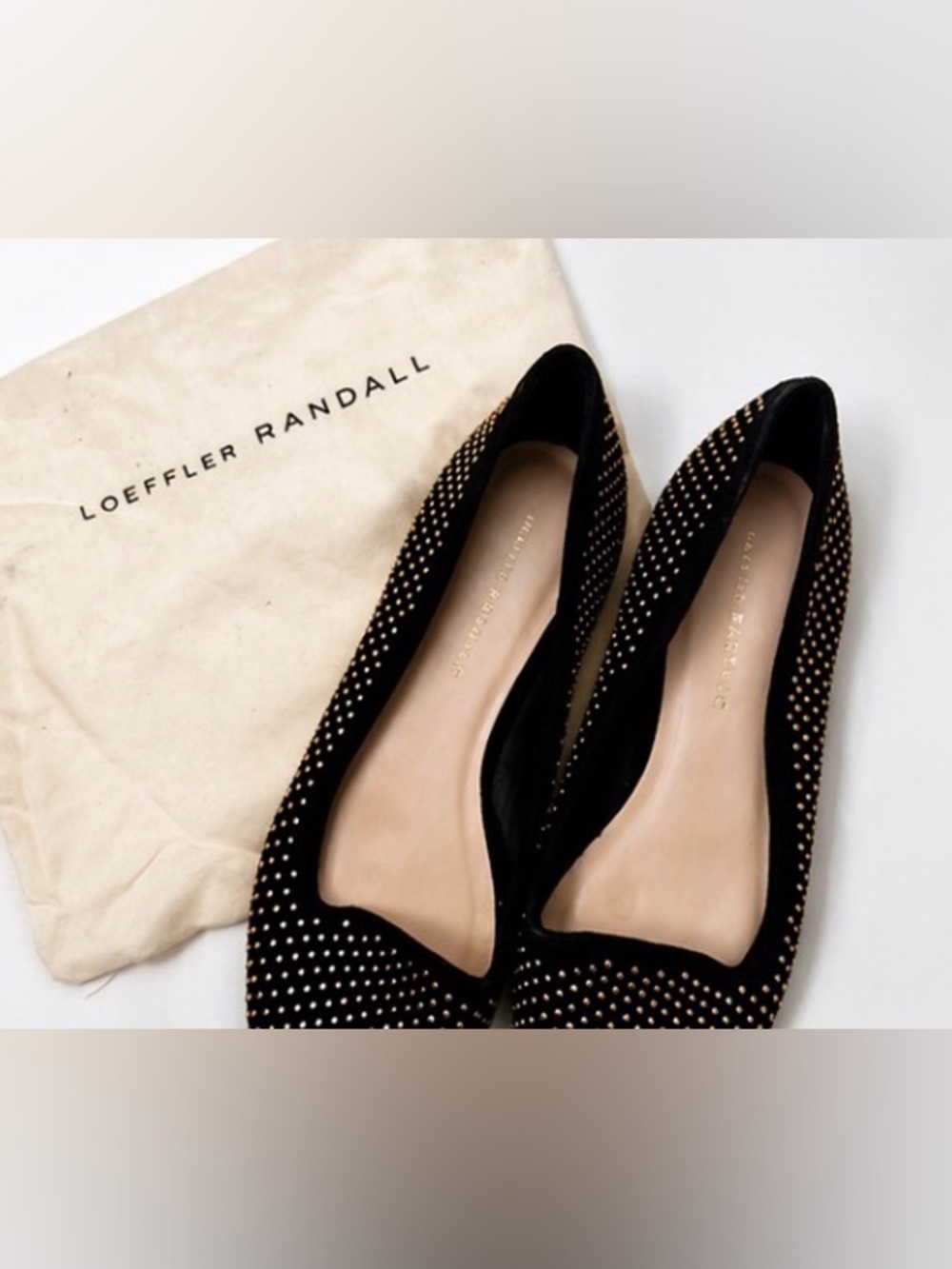 [Loeffler Randall] Black and Gold Studded Suede Flats Sz: 8.5B - Picture 11 of 11
